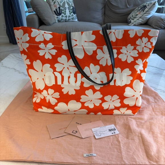Miu Miu Tessuto Anemone Tote - Picture 9 of 12